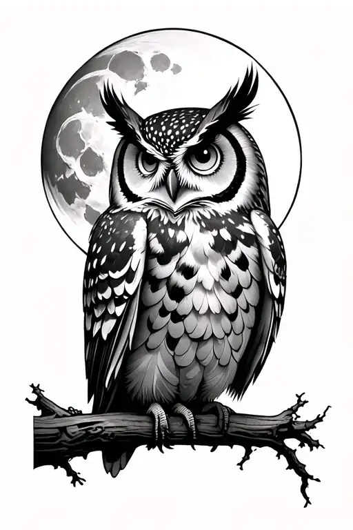 Owl And Moon