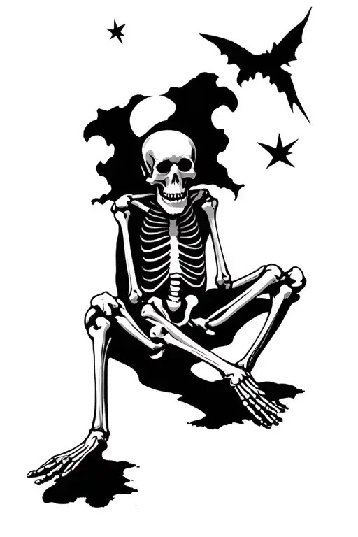 Sad Skeleton Stargazing Alone