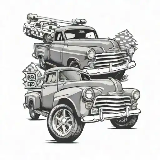 1954 Chevy Pickup Towing A 1972 Nova Stock Car