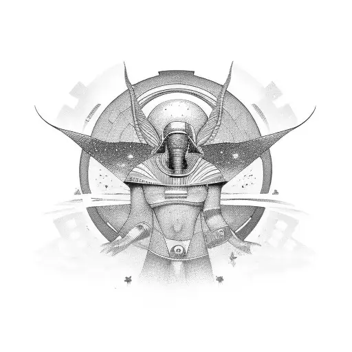 Egyptian Sleeve That Fades Upward Into Outer Space With Aliens