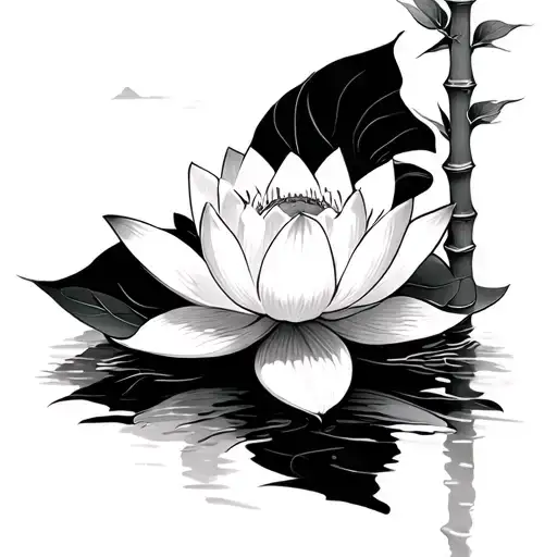 Lotus Flower And Bamboo