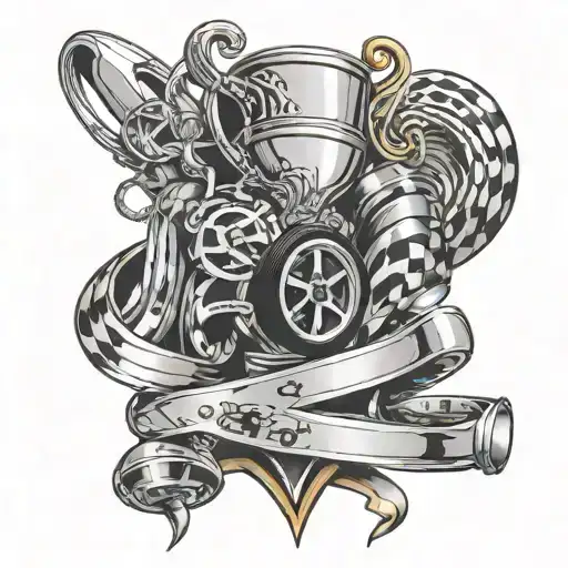 Trophy With Car Racing Circuit