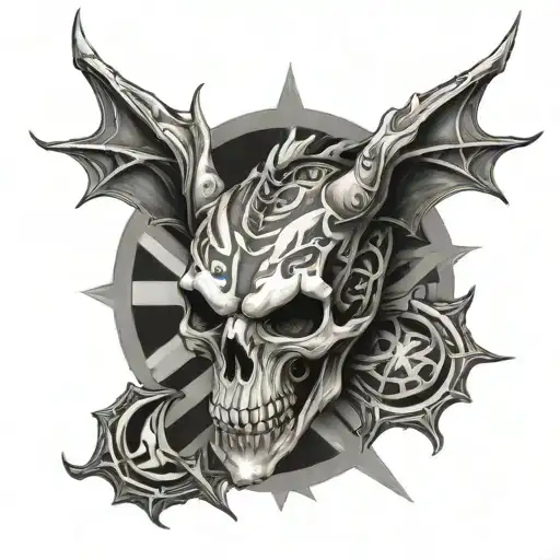 Dragon Skull And Union Jack Background