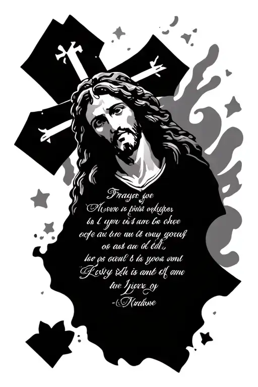 A Prayer And A Verse Text With A Cross And Jesus Behind It