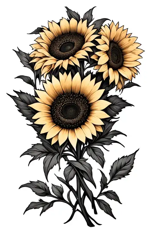 Western And Sunflowers Long Greens Stems