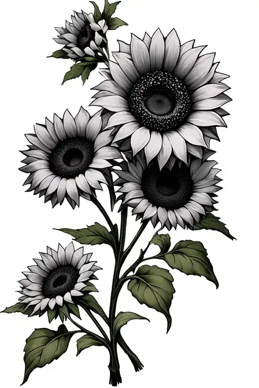 Western And Sunflowers Long Greens Stems