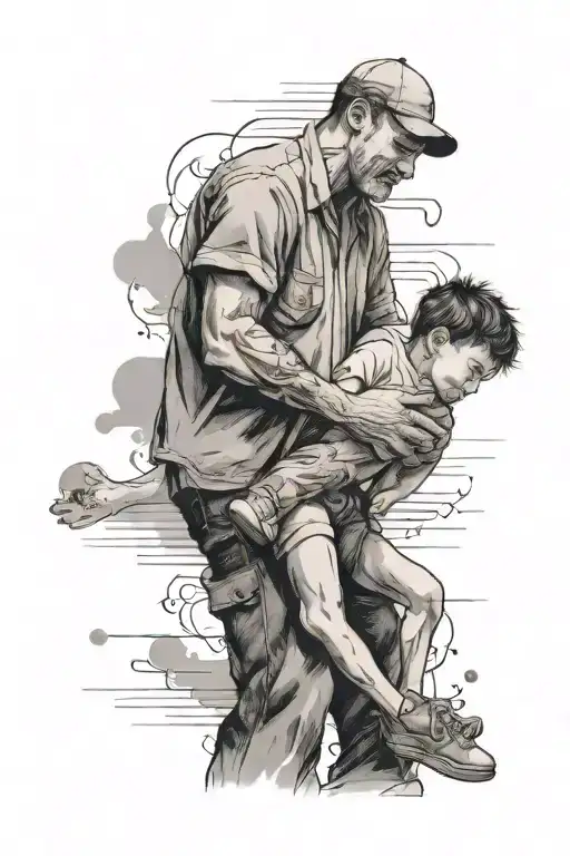 A Father Lifting His Son Up With A Nice Background