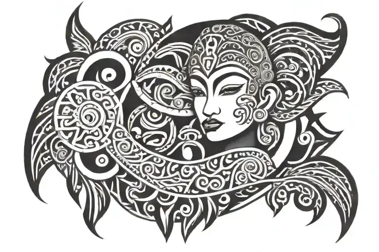 Open Skin With Maori In Background Black And White