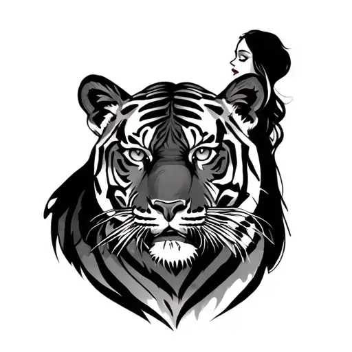 Tiger With A Lady