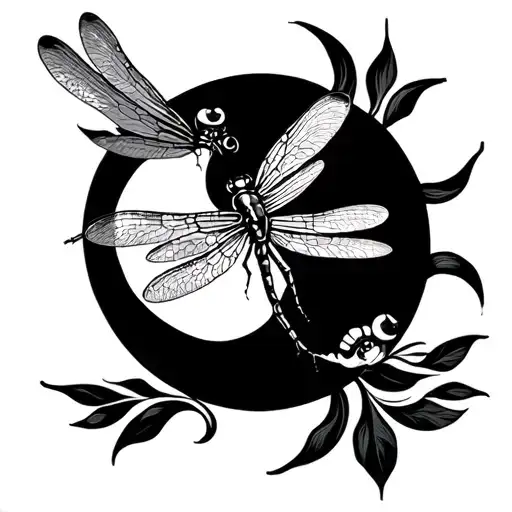 Dragonfly With A Sun Moon