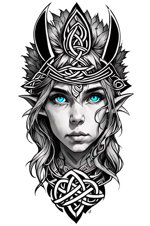 Elf With Blue Eyes Featuring Celtic Trinity Knot