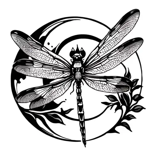 Dragonfly With A Sun Moon