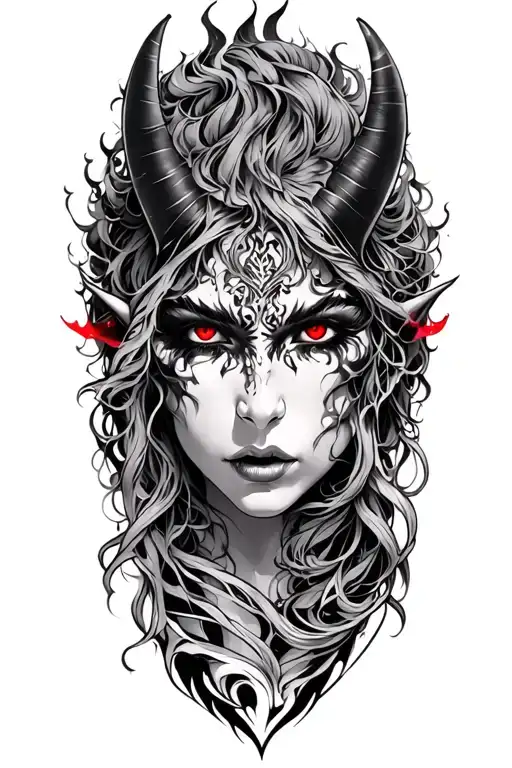 Demon With Red Glowing Eyes