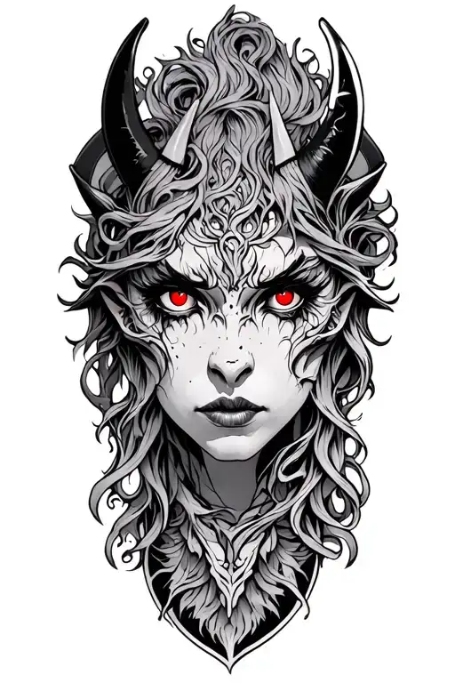 Demon With Red Glowing Eyes