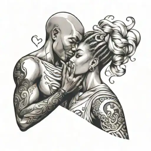 Blonde Woman Sending Hearts To A Black Man