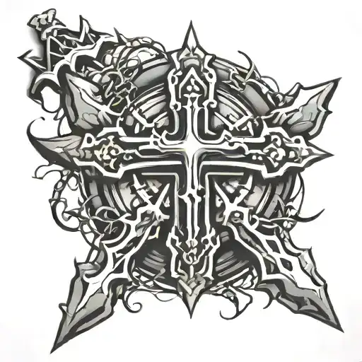 Cross With Crown Of Thorns