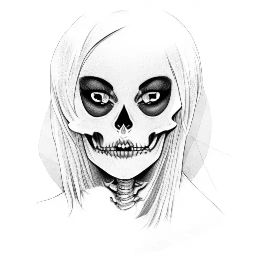 Skeleton Girl With Moon On Face