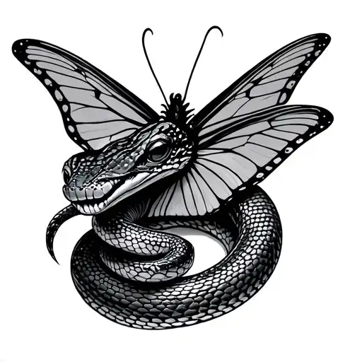 Snake And Butter Fly