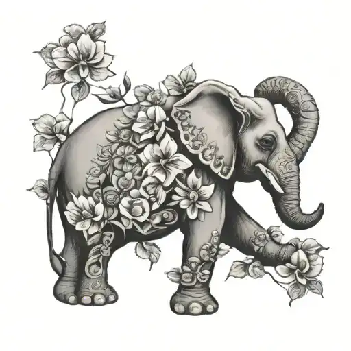 Elephant With Flowers