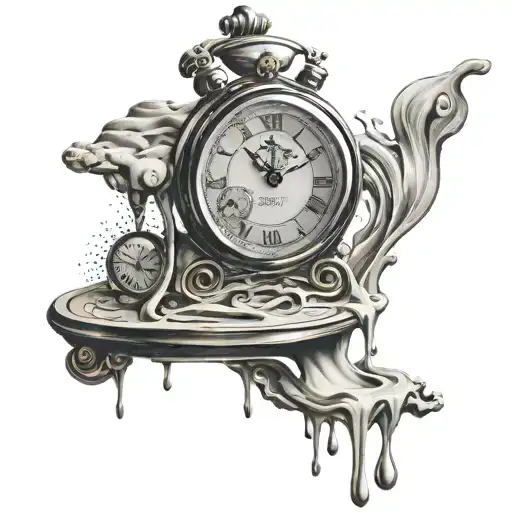 Salvador Dali Melting Clock With Sand Timer Running