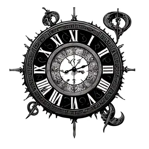 Clock With Roman Numbers With A Symbol Of Money Inside