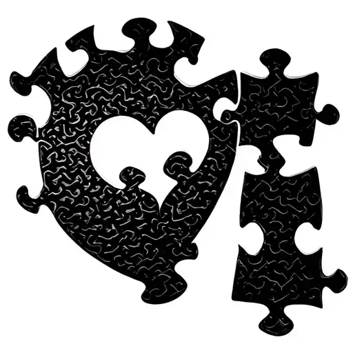 Male Pictogram Made Of Jigsaw With One Piece Missing By Heart