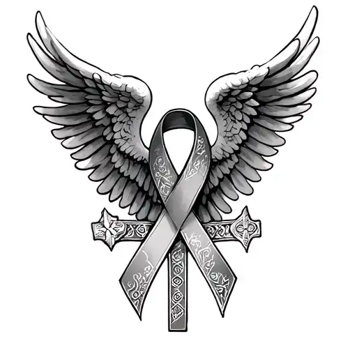 Angels Crosses And Cancer Ribbon