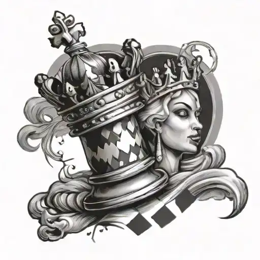 Quenss Crown With Black Queen Chess Piece Coming Threw It