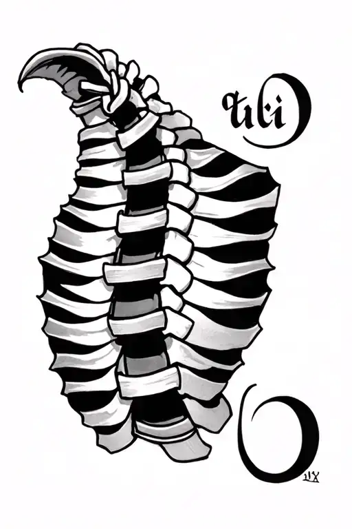 Thin Simple Spine Tattoo With A Word In Arabic Cursive Thin And Piano Involved