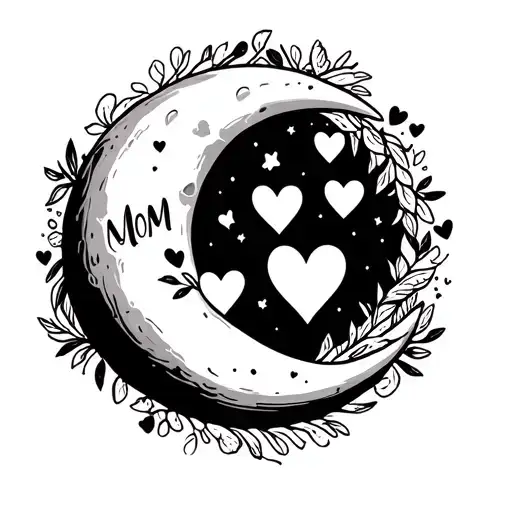 Moon With Hearts For Mom And Daughter To The Moon And Back