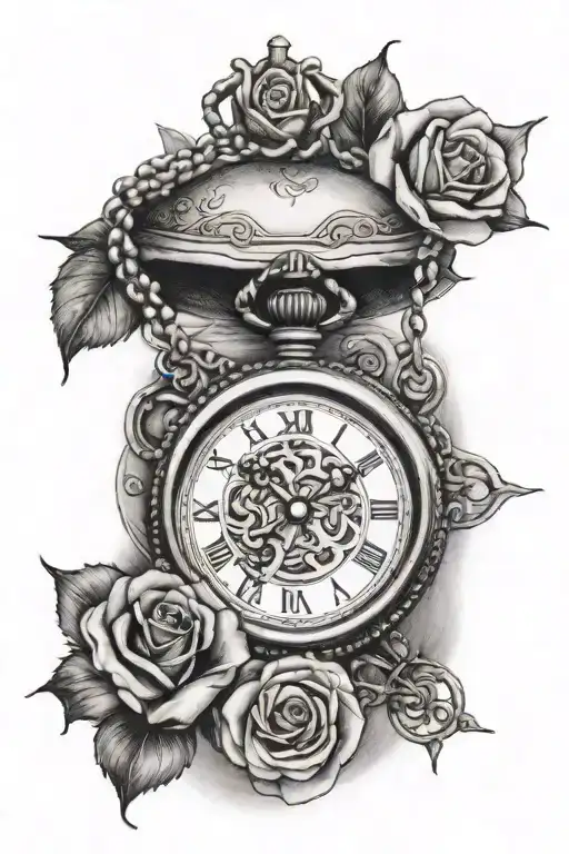 Camera Photographs A Rose A Pocket Watch And A Rosary