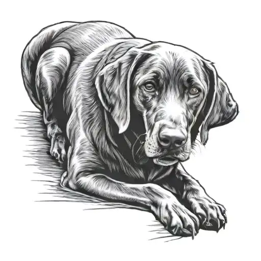 Labrador Dog Who Is Calling Lucky Waiting For A Walk