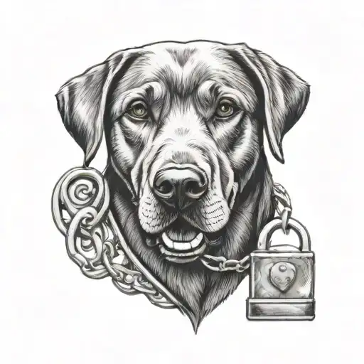 Labrador Dog Holding Small Heart Shaped Lock