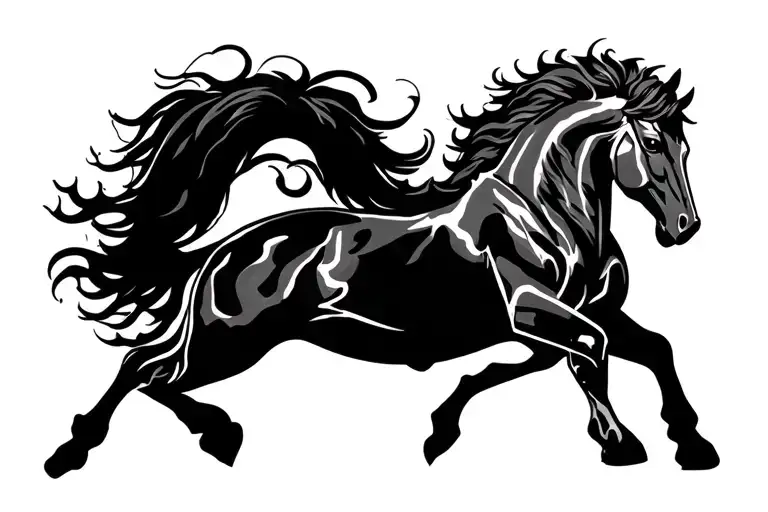 Mustang Silhouette In A Powerful Pose