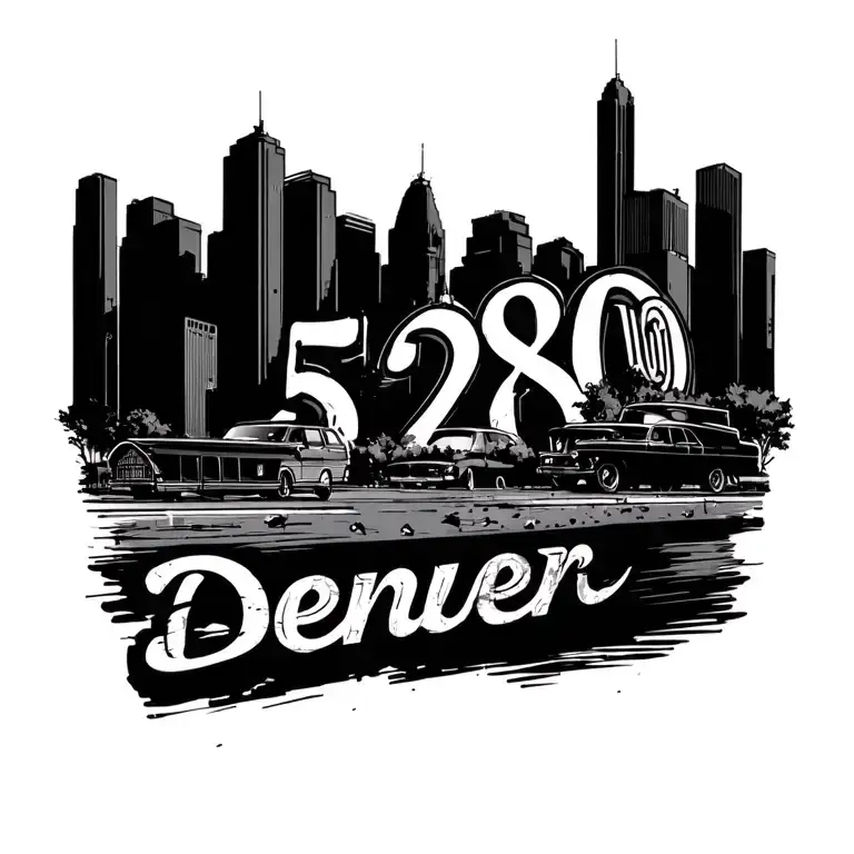 Denver Skyline With A Big 5280 Over It