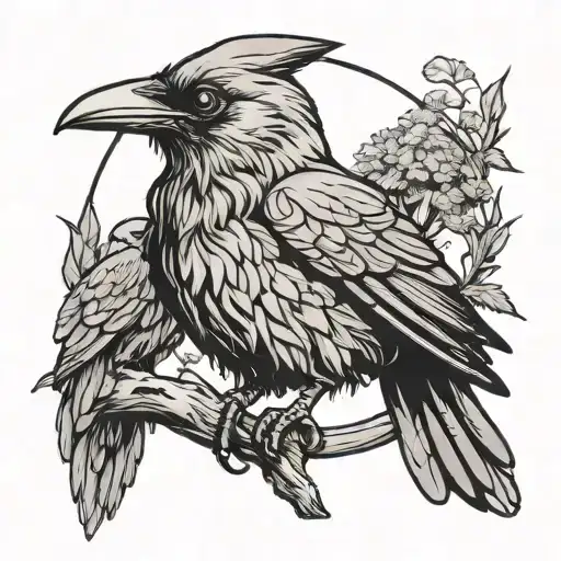 Odin Head Witch Raven Perched