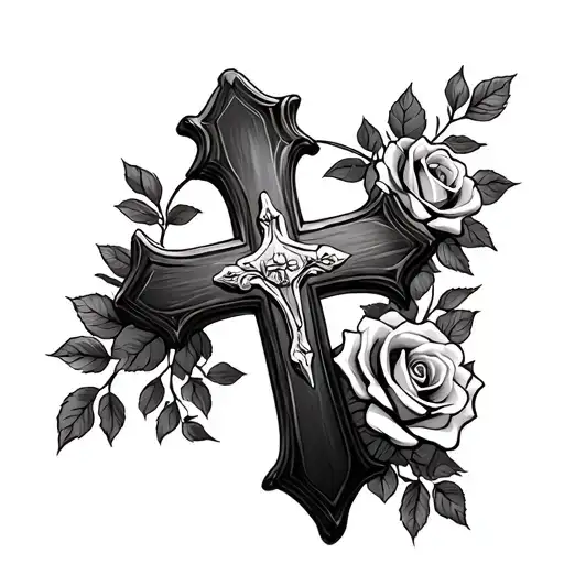Christian Cross With Roses