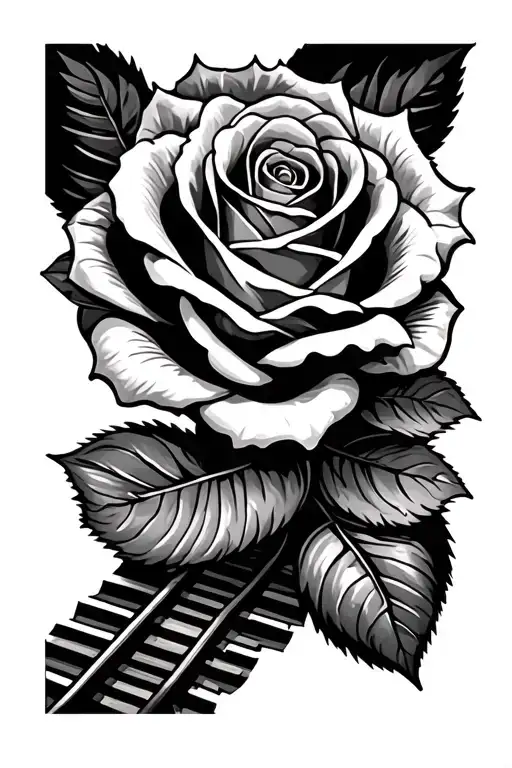 Train Track And Rose Made