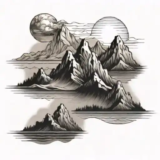 Mountains Looking Like They're Collapsing Into The Sea At Sunset