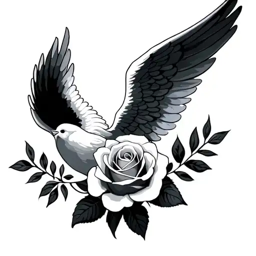 Christian Angel Dove Rose