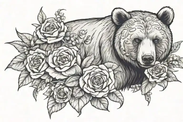 Mumma Bear Flowers Surrounding