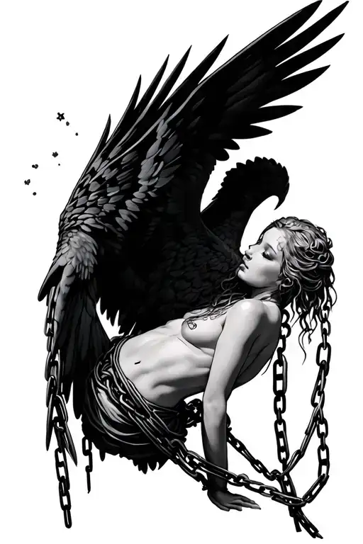 Fallen Angel In Wrapped In Chains