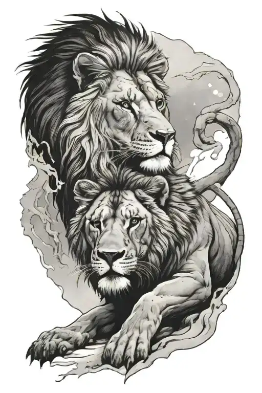 In A Pit With A Lion On A Snowy Day