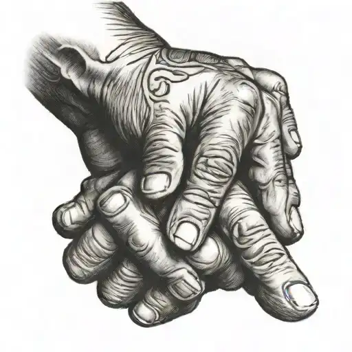 Baby Hand Holding Father And Son's Hand