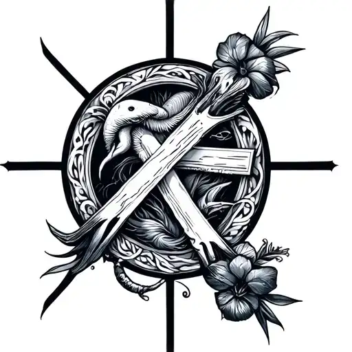 Cross And Ocean Animals Hidden Within