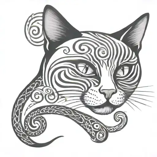 Minimalist Cat With A Triskelion