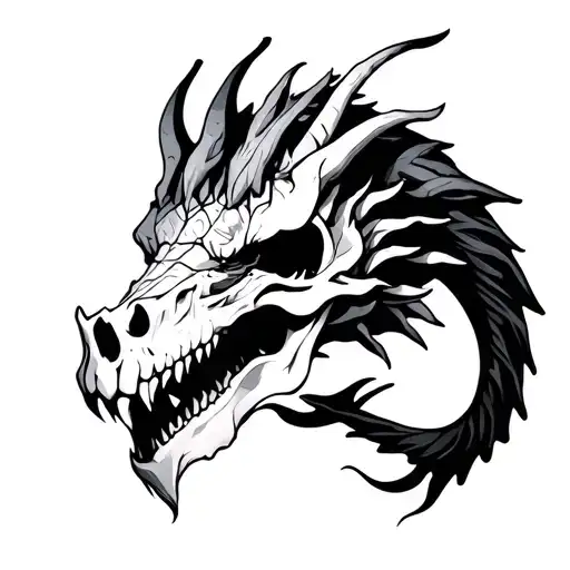 Thigh To Waist Dragon Skull Beautiful