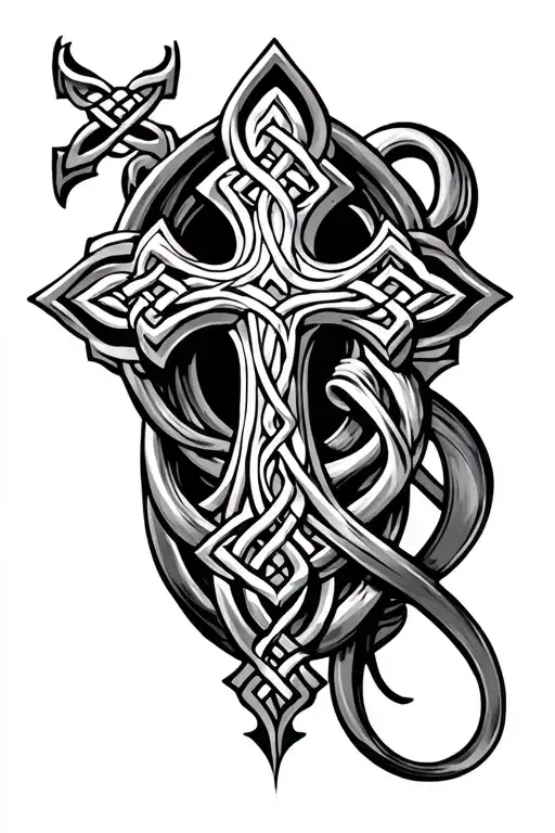 Celtic Cross Tattoo Bound By Ring Around The Arm Sleeve