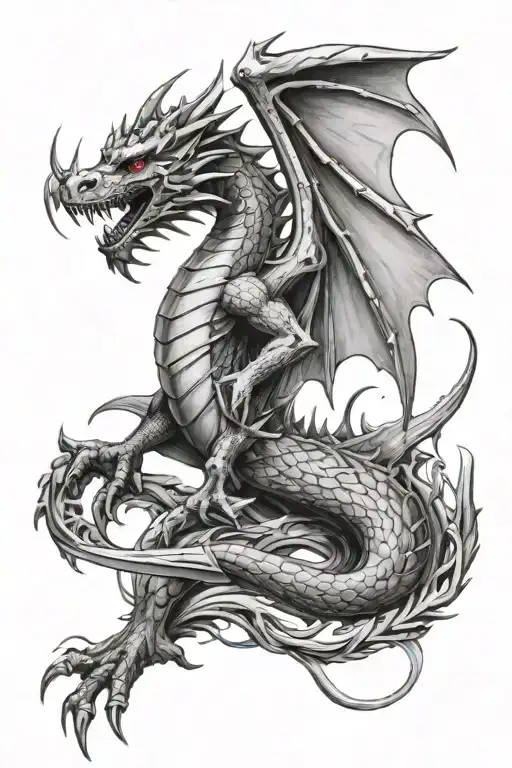 Rampart Welsh Dragon With Sword Going Vertical