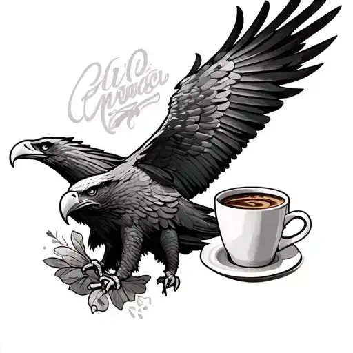 Eagle With Coffe Cup